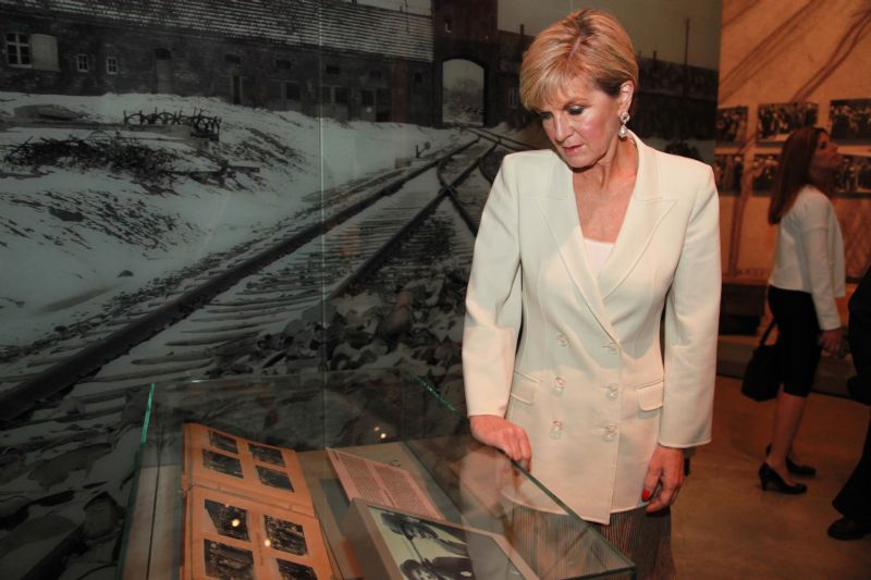 At the display of "The Auschwitz Album" - documentary evidence of the selection process at the infamous death camp